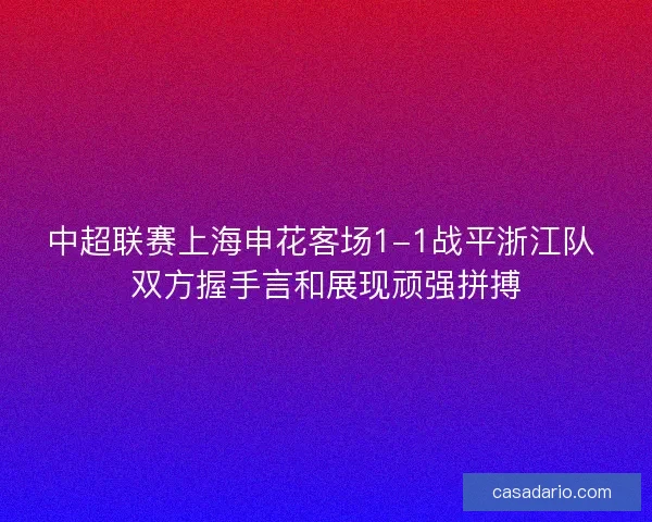 中超联赛上海申花客场1-1战平浙江队 双方握手言和展现顽强拼搏